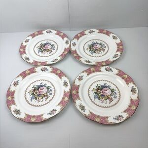 VTG 1944 Royal Albert Bone China  Lady Carlyle Lot Of 4 Dinner Plates 10.5”